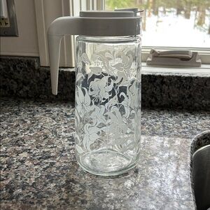 Vintage White Lily Pattern TANG Pitcher with White Lid
